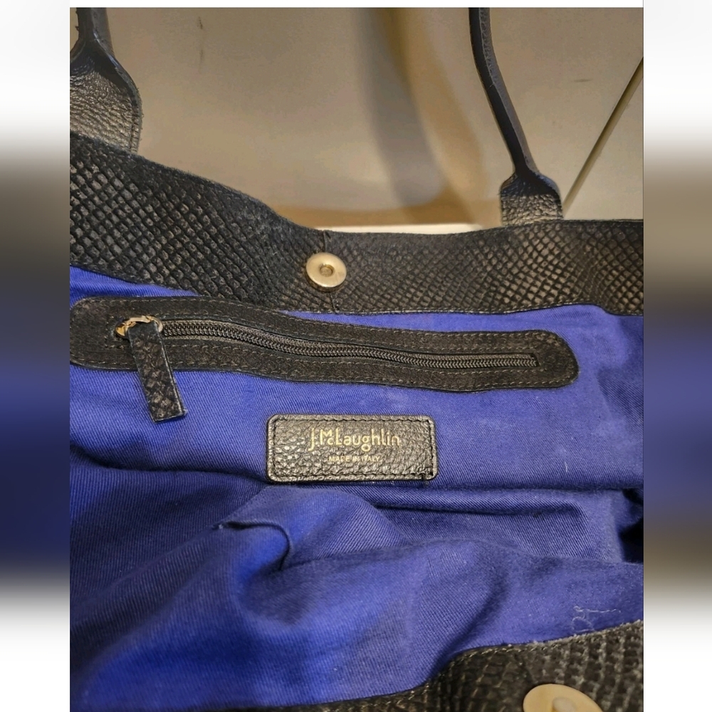 J. McLaughlin Black Python Print Embossed Leather… - image 7